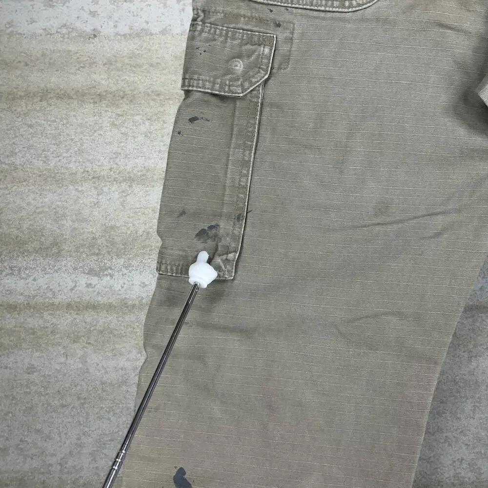 Vintage 90s Wrangler Riggs Carpenter Pants 32x32 Baggy Wide Leg Chocolate Brown - Picture 7 of 13